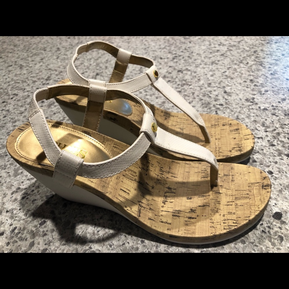 * NEVER WORN* Size 10 White Cork Wedge Sandals